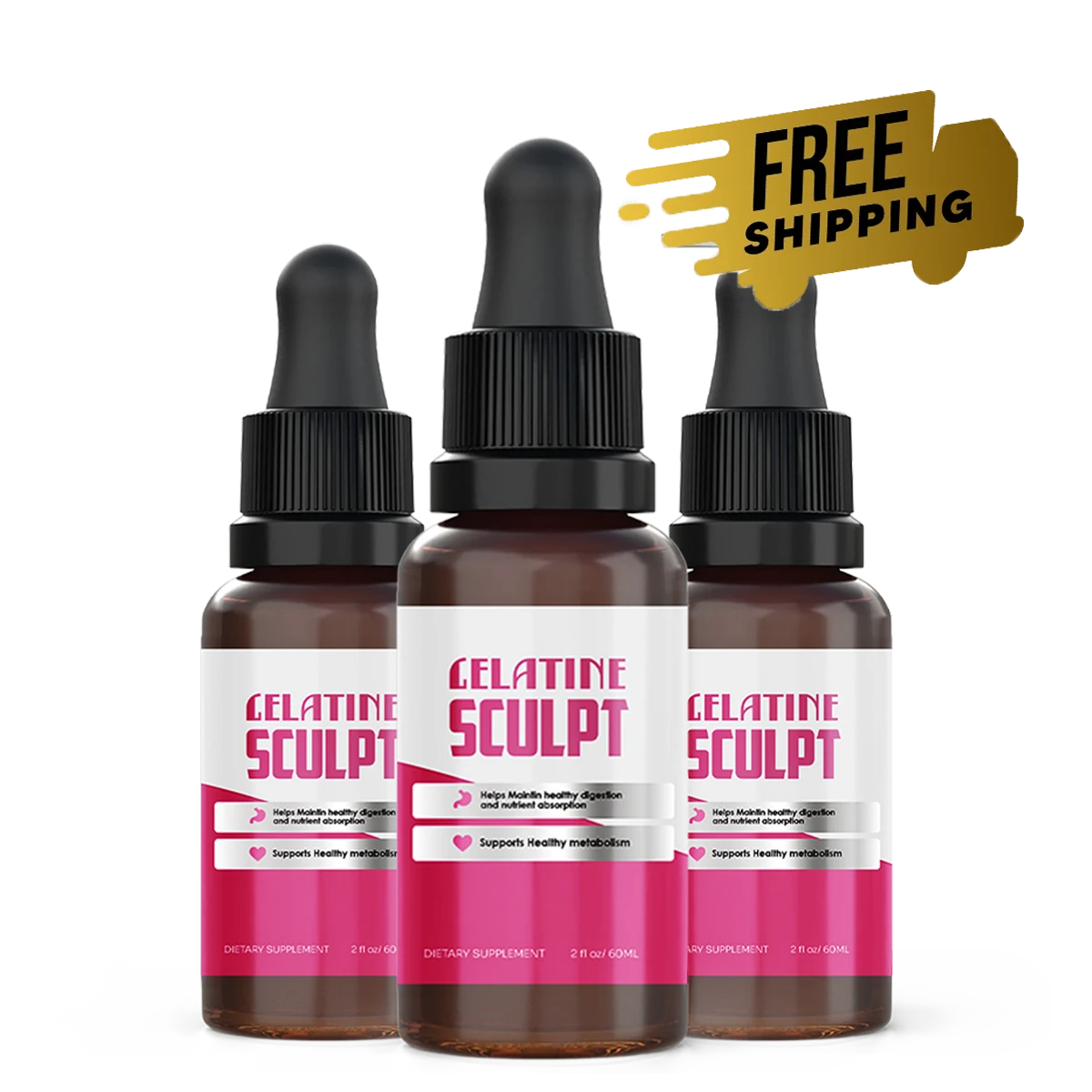 	Gelatine Sculpt liquid weight loss supplement bottle with dropper