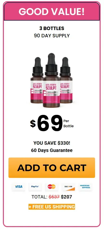 Gelatine Sculpt 3 bottle bundle package 90-day supply with free bonuses