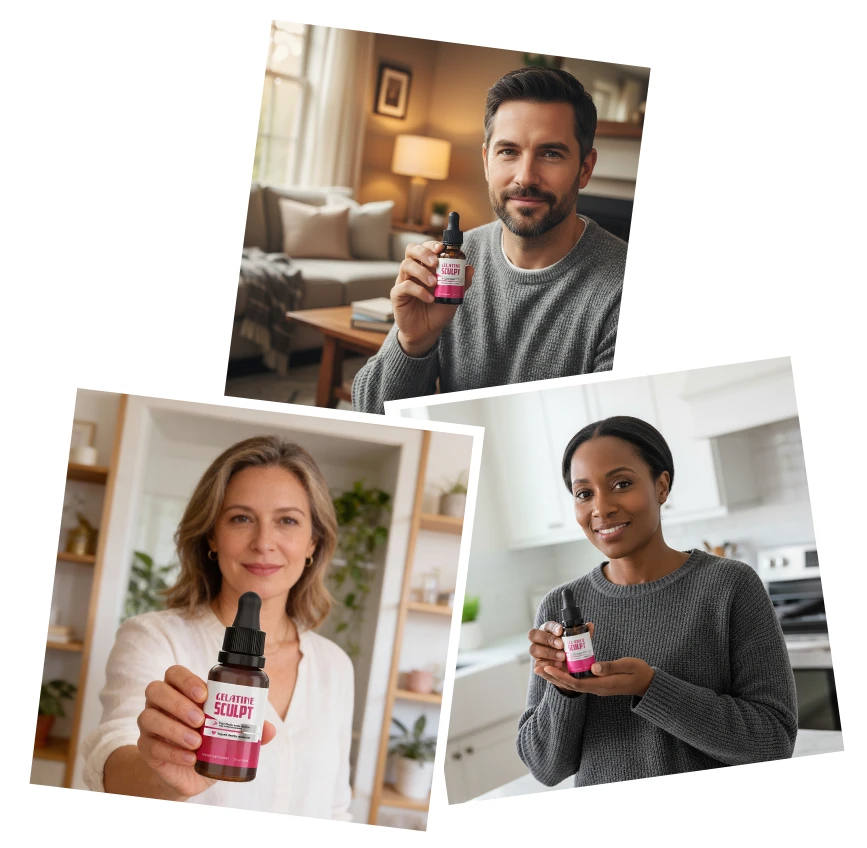 customers holding Gelatine Sculpt dropper bottle before morning routine